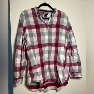 Land’s End plaid flannel Henley top